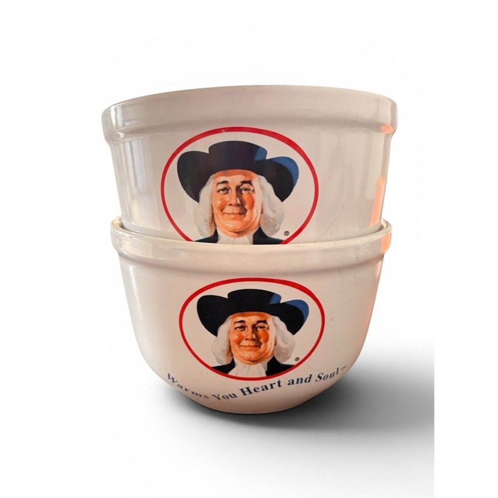 SET OF 2 -1999 Quaker Oats ceramic oatmeal cereal bowls